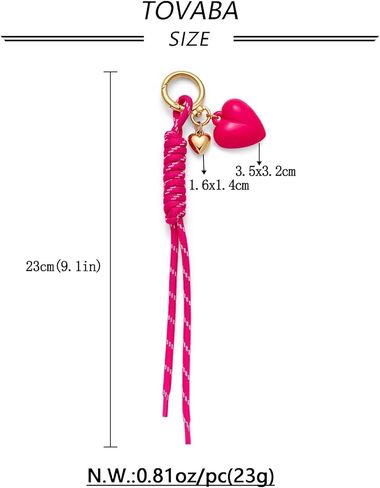 Heart Bag Charms for Backpacks Knot Rope Keychains Cute Heart Keychain Vintage Pink Keychains Purse Charms for Handbags Tote Bags Women Accessories in Kuwait