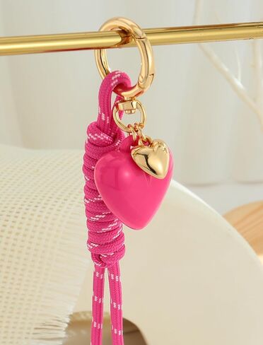 Heart Bag Charms for Backpacks Knot Rope Keychains Cute Heart Keychain Vintage Pink Keychains Purse Charms for Handbags Tote Bags Women Accessories in Kuwait