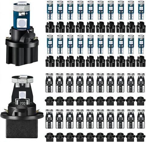 40 قطعة T10 T5 مصابيح LED للسيارة مع مقبس ملتوي، 3030-3SMD مصباح مؤشر قياس لوحة لوحة قيادة السيارة فائق السطوع، ضوء باب بخريطة القبة التلقائية، ملاءمة عالمية (أبيض) in Kuwait