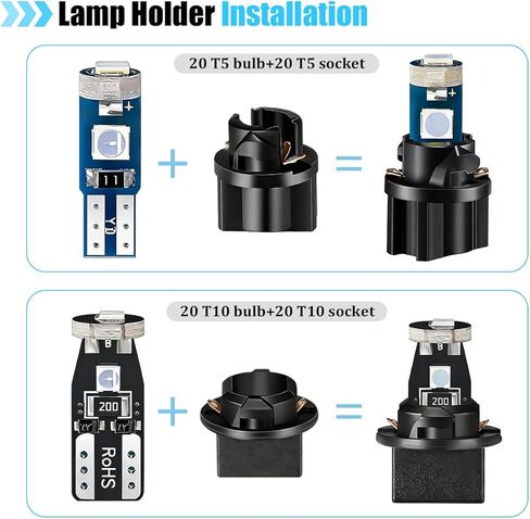 40PCS T10 T5 Car LED Bulbs Dash Lights with Twist Socket, 3030-3SMD Super Bright Vehicle Dashboard Panel Gauge Indicator Lamp, Auto Dome Map Door Courtesy Light, Universal Fit (White) in Saudi Arabia