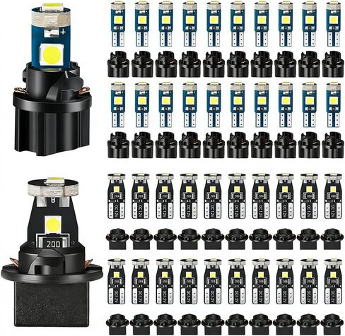 40PCS T10 T5 Car LED Bulbs Dash Lights with Twist Socket, 3030-3SMD Super Bright Vehicle Dashboard Panel Gauge Indicator Lamp, Auto Dome Map Door Courtesy Light, Universal Fit (White) in Saudi Arabia