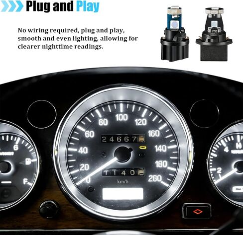 40PCS T10 T5 Car LED Bulbs Dash Lights with Twist Socket, 3030-3SMD Super Bright Vehicle Dashboard Panel Gauge Indicator Lamp, Auto Dome Map Door Courtesy Light, Universal Fit (White) in Saudi Arabia