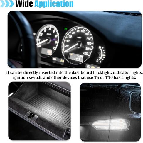 40PCS T10 T5 Car LED Bulbs Dash Lights with Twist Socket, 3030-3SMD Super Bright Vehicle Dashboard Panel Gauge Indicator Lamp, Auto Dome Map Door Courtesy Light, Universal Fit (White) in Saudi Arabia