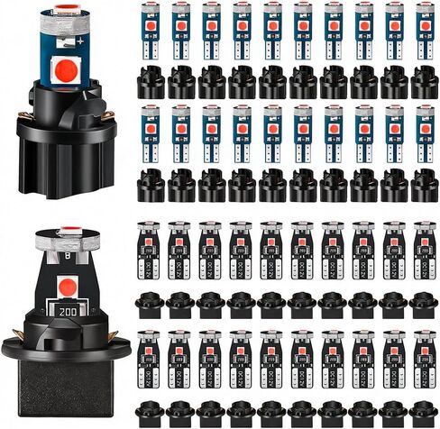 40PCS T10 T5 Car LED Bulbs Dash Lights with Twist Socket, 3030-3SMD Super Bright Vehicle Dashboard Panel Gauge Indicator Lamp, Auto Dome Map Door Courtesy Light, Universal Fit (White) in Saudi Arabia