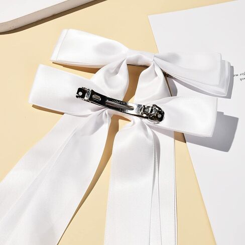 Large Satin Hair Bows Hair Ribbons for Women CEELGON 2PCS Big Long Light Blue Ballet Style Hair Bows French Barrette Vintage Accessories for Girls-Light Blue in Kuwait