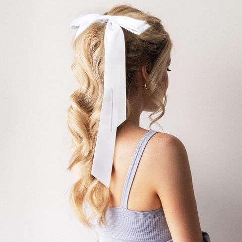 Large Satin Hair Bows Hair Ribbons for Women CEELGON 2PCS Big Long Light Blue Ballet Style Hair Bows French Barrette Vintage Accessories for Girls-Light Blue in Kuwait