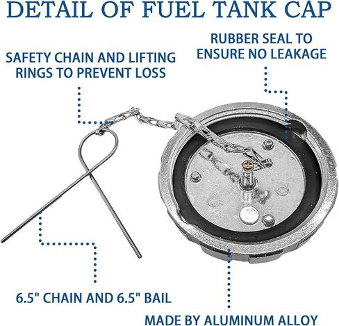 TOJIO Kenworth Truck Fuel Tank 3 1/2" Nominal 5.5 TPI Compatible with Kenworth trucks, Non-Locking, Non-Vented, Solid, Ultra Low Sulfur, KWT-002 in Kuwait