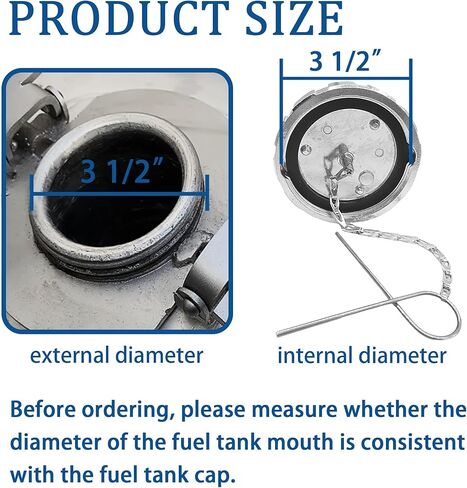 TOJIO Kenworth Truck Fuel Tank 3 1/2" Nominal 5.5 TPI Compatible with Kenworth trucks, Non-Locking, Non-Vented, Solid, Ultra Low Sulfur, KWT-002 in Kuwait