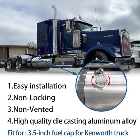TOJIO Kenworth Truck Fuel Tank 3 1/2" Nominal 5.5 TPI Compatible with Kenworth trucks, Non-Locking, Non-Vented, Solid, Ultra Low Sulfur, KWT-002 in Kuwait