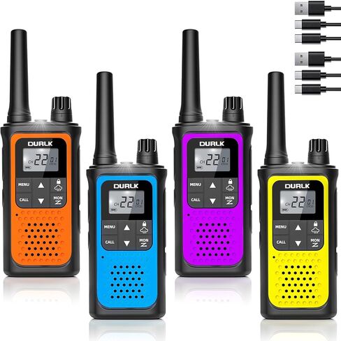 قابلة لإعادة الشحن walkie talkies طويلة المدى ، 4 حزمة محاذاة walkie للبالغين تنبيه الطقس NOAA ، 2 Way Radio 22 FRS قناة مع 1800 مللي أمبير من شاحن بطارية LI-ion USB-C كابل VOX للتنزه في CHAMSE in Kuwait