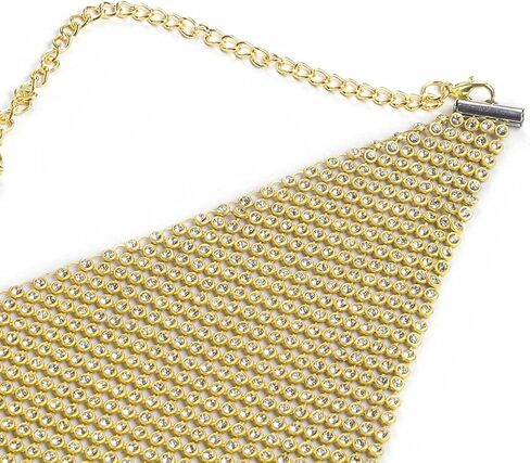 قناع شبكي من حجر الراين سباركلي قناع وجه تنكر كريستالي للحفلات والنوادي الليلية مجوهرات مغطاة بالفم للنساء (ذهبي) in Kuwait