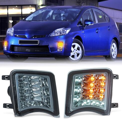 Turn Signal Lights Fits for 2009-2011 Prius(3rd Gen, XW30) 2-in-1 White DRL & Amber Turn Signal, DOT & SAE, Plug and Play, 2 Pack(Smoked Lens) LED Corner Lights in Kuwait