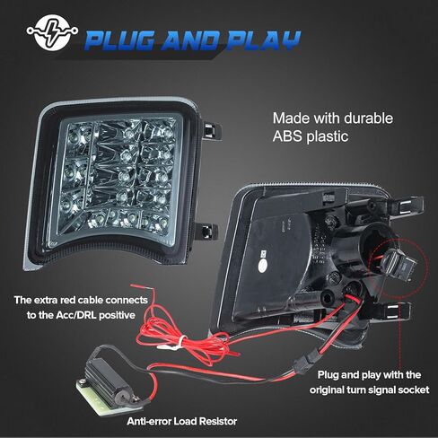 Turn Signal Lights Fits for 2009-2011 Prius(3rd Gen, XW30) 2-in-1 White DRL & Amber Turn Signal, DOT & SAE, Plug and Play, 2 Pack(Smoked Lens) LED Corner Lights in Kuwait