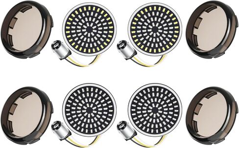 2 inch Turn Signals, 81 LEDs Front Rear Turn Signal with 4 Smoked Len Cover Fit for Harley Touring Street Glide Road King Road Glide Road King Dyna Sportster Iron 883 1200 Softail 1986-2024 in Kuwait