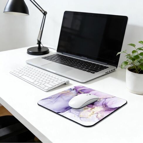Square Purple and Gold Mouse Pad Small, Abstract Fluid Art Marble Mousepad, Washable Cloth Mouse Mat, Non-Slip Rubber Base Computer pad for Laplop, 9.5 x7.9 inch in Saudi Arabia