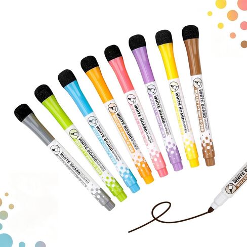 8 عبوات من أقلام التحديد المغناطيسية للمسح الجاف، رأس رفيع مع ممحاة، علامات سبورة بيضاء ذات رائحة منخفضة لتقويم جدول الأعمال في الثلاجة، سبورة بيضاء للأطفال في المدرسة والمنزل، مجموعة أقلام ملونة in Kuwait