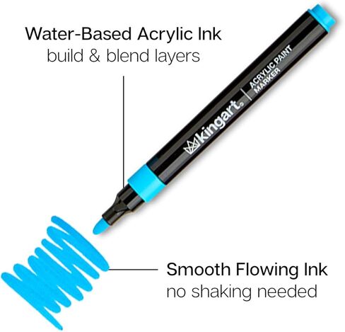 KINGART Acrylic Paint Markers, 36 Colors, 2mm Tip, Water-Based Ink in Saudi Arabia