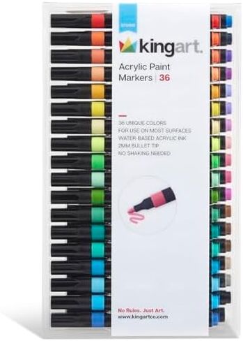 KINGART Acrylic Paint Markers, 36 Colors, 2mm Tip, Water-Based Ink in Saudi Arabia