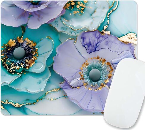 Square Purple and Gold Mouse Pad Small, Abstract Fluid Art Marble Mousepad, Washable Cloth Mouse Mat, Non-Slip Rubber Base Computer pad for Laplop, 9.5 x7.9 inch in Saudi Arabia