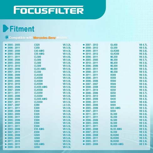 FOCUSFILTER HU718/5x OEM Grade Oil Filter, Compatible with Mercedes-Benz C230/C240/C320/C300 /E350/E320/C350/E500/G1450/SL500/CL500, Replaces 05102905AB, 05102905AA, A1121800009 in Kuwait