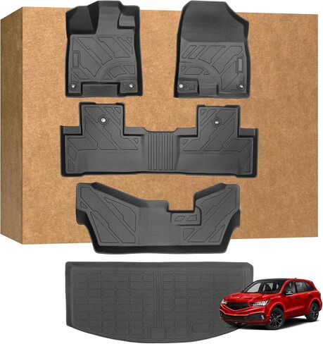 Floor Mats for Acura MDX 7 Seats 2014-2021 (Only for 7 Seat, Not for Hybrid Models, 6-Seat Models and Type S Advance), TPE Waterproof Non-Slip All Weather Protection Custom, Floor Mats & Cargo Liner in Kuwait