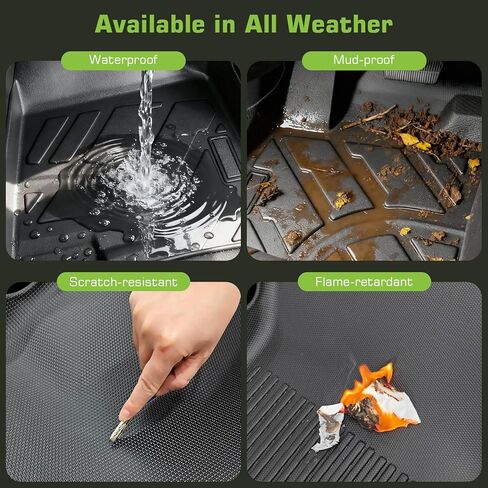 Floor Mats for Acura MDX 7 Seats 2014-2021 (Only for 7 Seat, Not for Hybrid Models, 6-Seat Models and Type S Advance), TPE Waterproof Non-Slip All Weather Protection Custom, Floor Mats & Cargo Liner in Kuwait