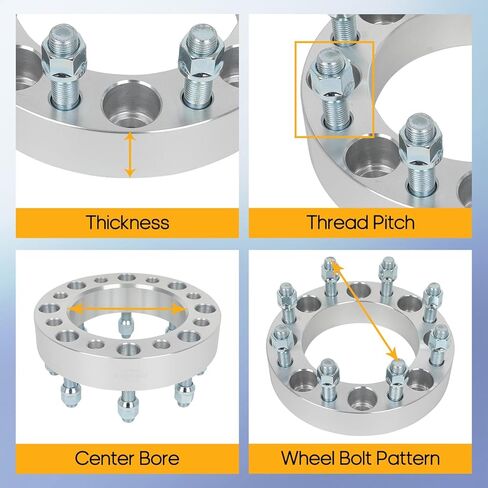 OCPTY 4 قطع 8x6.5 إلى 8x170 محولات العجلات 1.5 بوصة تتحمل 126 مم ترصيع 14x1.5 8 فواصل عجلة العروة لا مركزية مناسبة لرام 3500 2012-2022، لرام 2500 2012-2022، لنيسان NV3500 2012-2014 in Kuwait