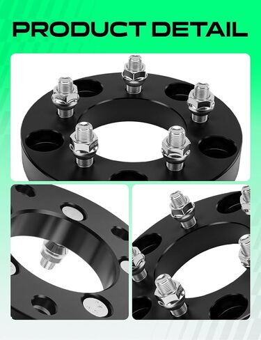 YHTAUTO 5x5.5 to 5x4.75 Wheel Adapters 1 Inch Compatible with Dodge Ford Jeep, Tire Adapters w/ 1/2"-20 & 12.9 Grade Studs, 87.1mm Center Bore 5 Lug 2PCS Black in Saudi Arabia