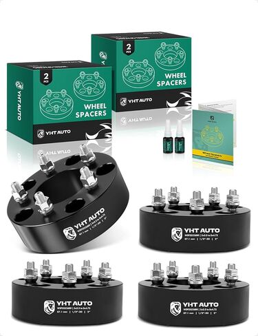 YHTAUTO 5x5.5 to 5x4.75 Wheel Adapters 1 Inch Compatible with Dodge Ford Jeep, Tire Adapters w/ 1/2"-20 & 12.9 Grade Studs, 87.1mm Center Bore 5 Lug 2PCS Black in Kuwait