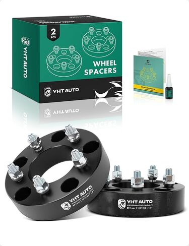 YHTAUTO 5x5.5 to 5x4.75 Wheel Adapters 1 Inch Compatible with Dodge Ford Jeep, Tire Adapters w/ 1/2"-20 & 12.9 Grade Studs, 87.1mm Center Bore 5 Lug 2PCS Black in Saudi Arabia