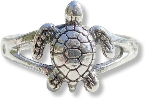 925 Sterling Silver Turtle Toe Ring/Knuckle Ring - Adjustable Small Dainty Animal Open Ring | Handmade by MiYa Jewelry creations in Kuwait