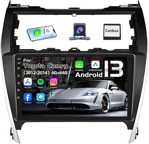 راديو السيارة لسيارة Toyota Camry 2015 2016 2017: 5GWi-Fi 10 بوصة 1280 * 800 شاشة لمس ستيريو للسيارة (2G+64G)، Carplay Android Auto، وحدة رأس كاميرا احتياطية 1080 بكسل، نظام تحديد المواقع بلوتوث FM RDS EQ DSP SWC in Kuwait