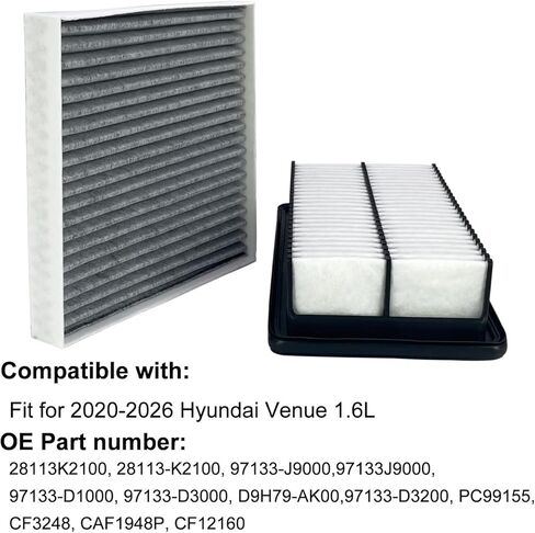 28113-K2100 Engine Air Filter and 97133J9000 Cabin Air Filter Set Fit For 2020-2026 Hyundai Venue 1.6L in Kuwait
