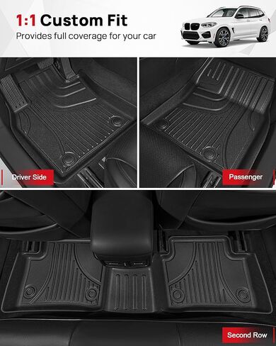 Floor Mats & Cargo Liner & Backrest Mat Fit for 2018-2024 BMW X3 (G01) 30i M40i X3M, Not for Raised Cargo Floor (with Spare Tire), Not for X3 30e - All Weather Floor Liners for X3 Accessories in Saudi Arabia