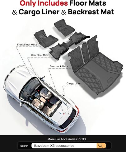 Floor Mats & Cargo Liner & Backrest Mat Fit for 2018-2024 BMW X3 (G01) 30i M40i X3M, Not for Raised Cargo Floor (with Spare Tire), Not for X3 30e - All Weather Floor Liners for X3 Accessories in Saudi Arabia