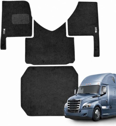 Carpet Floor Mat Set Compatible with Freightliner Cascadia 126 (Automatic) Custom Fit – Full Cab Interior Floor Liners – Heavy Duty Carpet, Easy Clean, Black with Black Stitching in Kuwait