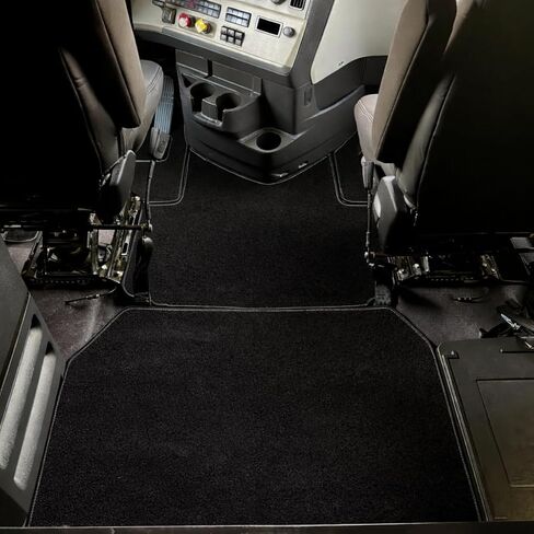 Carpet Floor Mat Set Compatible with Freightliner Cascadia 126 (Automatic) Custom Fit – Full Cab Interior Floor Liners – Heavy Duty Carpet, Easy Clean, Black with Black Stitching in Kuwait