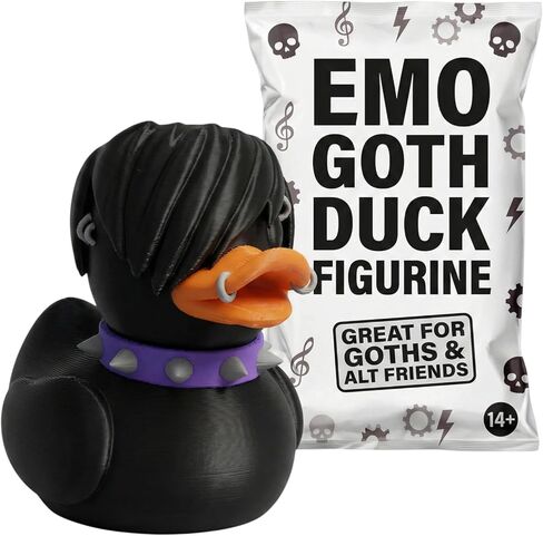 تمثال Emo Goth Duck مع ثقوب وياقة بانك - ديكور جمالي بديل للمكتب أو الرف - هدية قابلة للتحصيل - مطبوعة ثلاثية الأبعاد في كندا in Saudi Arabia