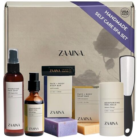 مجموعة هدايا سبا العافية للنساء، صندوق سبا فاخر للعناية الذاتية مع منتجات تجميل طبيعية ونظيفة لها من ZAAINA in Kuwait