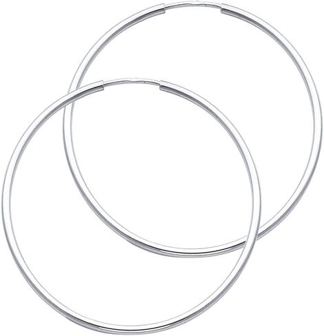14k White Gold 1.5mm Thickness Endless Hoop Earrings (40 x 40 mm) in Kuwait