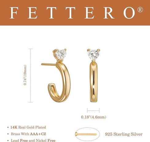 FETTERO أقراط دائرية ذهبية للنساء، مطلية بالذهب عيار 14 قيراط مفتوحة على شكل حرف C أقراط ذهبية مكتنزة خفيفة الوزن، أقراط ذهبية مضادة للحساسية للنساء هدايا مجوهرات ثقب الأذن in Kuwait
