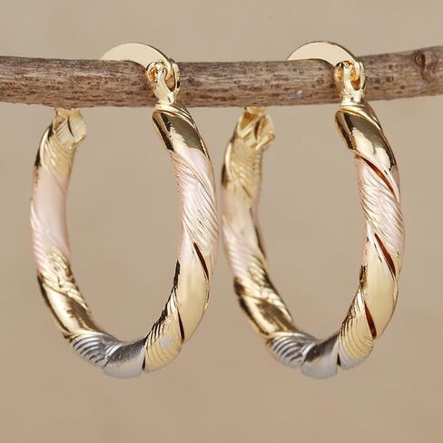 Trendy Round Hoop Earrings Golden Plated Copper for Women Eardrop Fashion Jewelry Accessories Wedding Party Birthday Gift in Saudi Arabia