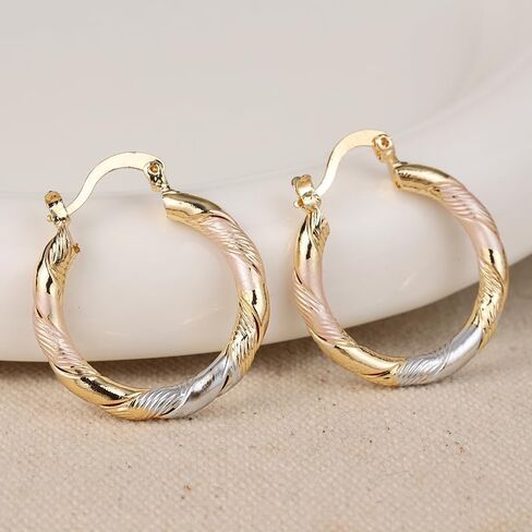Trendy Round Hoop Earrings Golden Plated Copper for Women Eardrop Fashion Jewelry Accessories Wedding Party Birthday Gift in Saudi Arabia