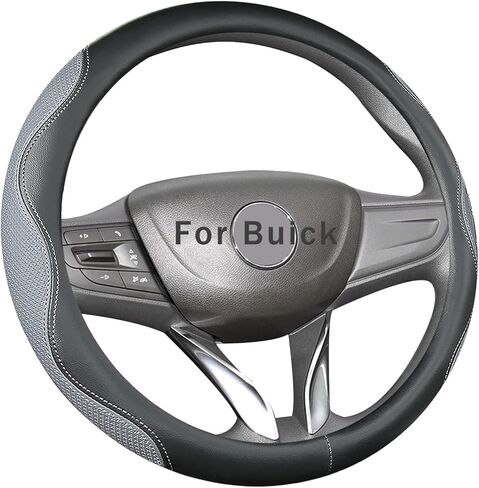 مناسب حسب الطلب لغطاء عجلة قيادة بويك، أغطية عجلة قيادة سيارة جلدية مزدوجة الجوانب، مسامية مضادة للانزلاق، لملحقات بويك (رمادي H) in Kuwait