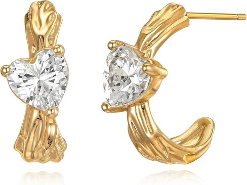 FETTERO أقراط دائرية ذهبية للنساء، مطلية بالذهب عيار 14 قيراط مفتوحة على شكل حرف C أقراط ذهبية مكتنزة خفيفة الوزن، أقراط ذهبية مضادة للحساسية للنساء هدايا مجوهرات ثقب الأذن in Kuwait