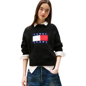 Tommy Jeans Women's Wool Blend Pullover Crewneck Sweater With Knit Big Flag Logo in Kuwait
