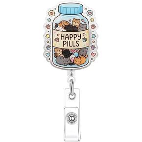 Cat Badge Reel Pharmacy Badge Reel RN Nurse Badges Holder, Pharmacy Tech Badges Clip, Mental Health Retractable Name ID Holder, Cat Lover Reels Clip in Kuwait