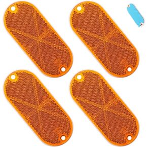 4 Pack Reflective Oval Reflectors, Self Adhesive Yellow Reflector Drill Mount, Quick Mount Reflectors for Trailer Driveway Mailbox Vehicle Owners in Kuwait