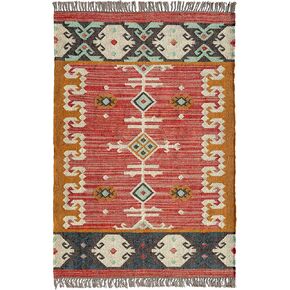 سجادة الكليم التقليدية من الجوت بوهو سجادة منطقة النسيج المسطح لغرفة المعيشة، مدخل غرفة المعيشة، سلسلة قبلية، 4'x6' in Kuwait