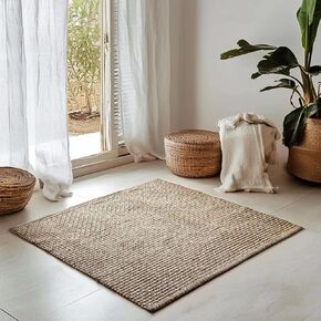 ISAENNE Dark Brown Throw Rugs for Kitchen,Square Non-Slip Comfortable Dirt-Resistant Weave Indoor Area Rug for Living Room Bedroom Nursery Kids Room Home Decorative,3 x 3 Ft in Saudi Arabia